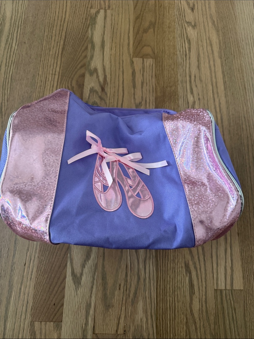 Girls' Purple and Pink Ballet Duffel with Bow and Slipper Appliqué